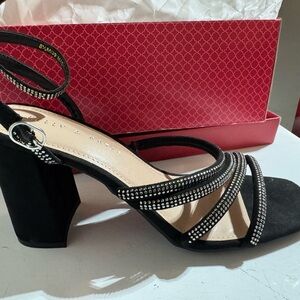 Kelly & Katie Black Rhinestone Strappy Heels